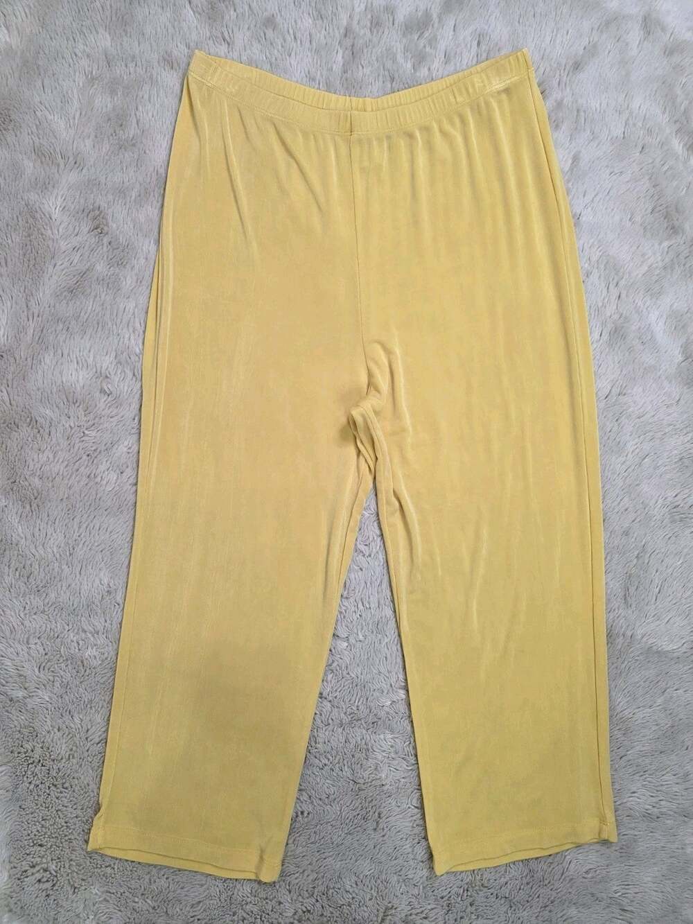 Slinky Brand Pants Womens Large Yellow Elastic Waist Straight Leg Stretch